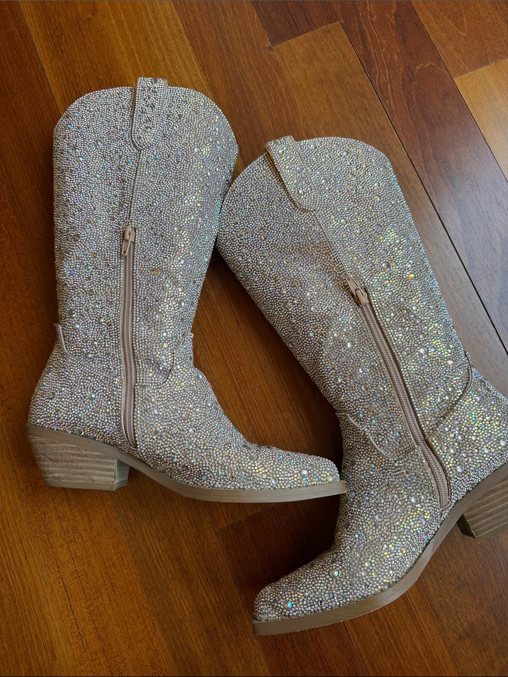 Betsey Johnson Dalas rhinestone Crystal Embellished Cowboy Boots 7 - Picture 2 of 5